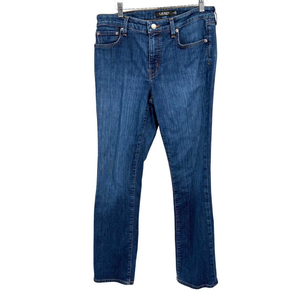 Lauren Ralph‎ Lauren Premier Straight Leg Jeans Womens 10 Dark Wash Blue Denim